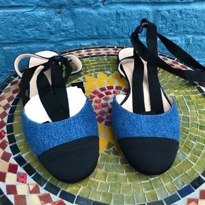 J. Crew Denim Ankle-Wrap Flats